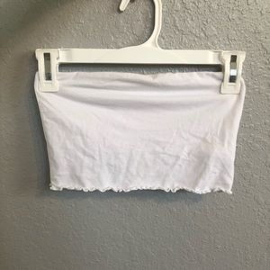 White tube top with ruffles